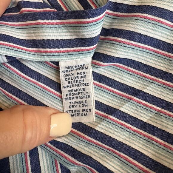 Ralph Lauren Blake Button Down Shirt Mens Size Large Cotton Blue Striped - Picture 7 of 10